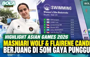 Highlight Masniari Wolf dan Flairene Candrea di Penyisihan 50 Meter Gaya Punggung Putri Asian Games 2026
