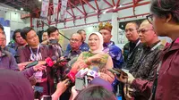 Menteri Tenaga Kerja Republik Indonesia Ida Fauziyah dalam acara Festival Pelatihan Vokasi dan Job Fair Nasional 2023 di Jakarta National Expo (Jiexpo)