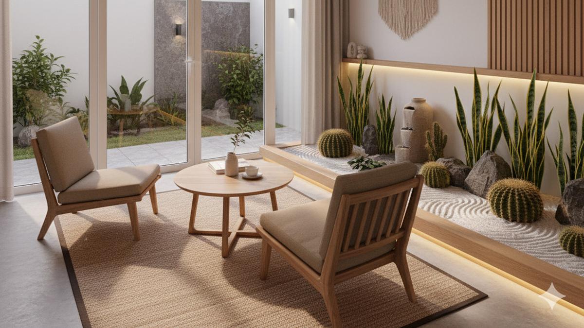 7 Model Rumah Kecil Modern dengan Taman Kering di Dalam Ruangan, Estetis dan Nyaman untuk Hunian Masa Kini