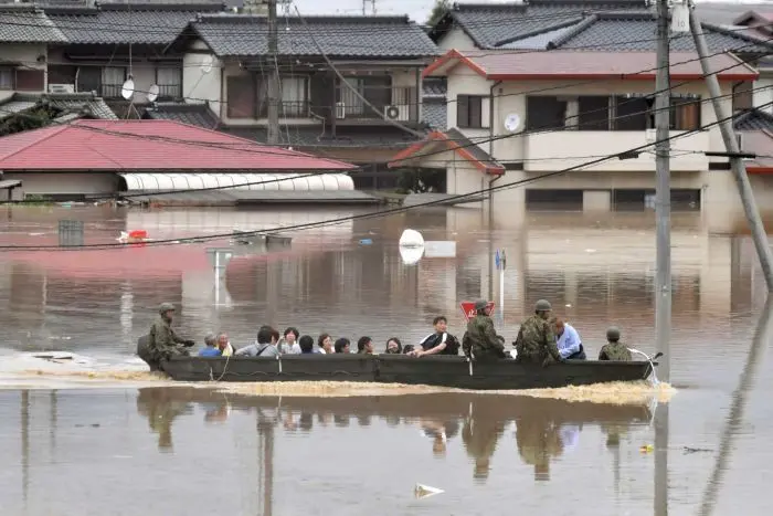Banjir di Jepang akhir pekan ini (8/7) (Kyodo News Agency via ABC)