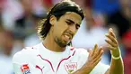 Reaksi gelandang VfB Stuttgart Sami Khedira di laga lanjutan Bundesliga melawan FC Nuremberg di Stuttgart, 29 Agustus 2009. AFP PHOTO DDP / TORSTEN SILZ