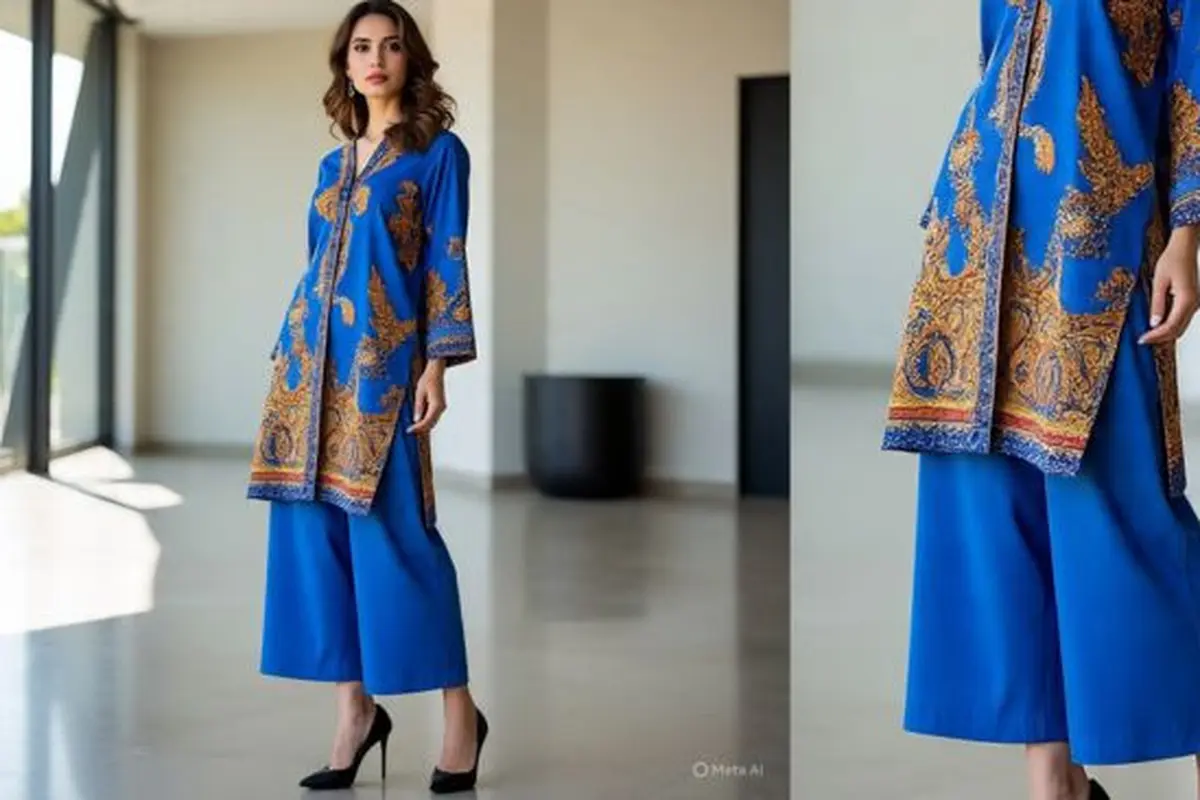 Tunik Batik Belah Panjang dan Celana Kulot (Sumber Gambar: Meta AI)