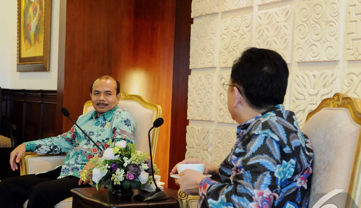 Dalam pertemuan ini, mereka berdua membahas program kerja dalam masa pemerintahan Jokowi-JK., Jakarta, Kamis (6/11/2014) (Liputan6.com/Andrian M Tunay) 