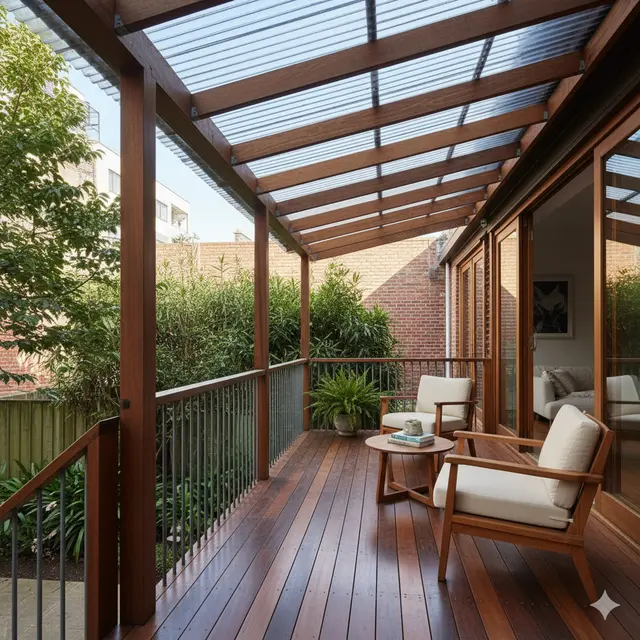 Model Teras dari Kayu Atap Asbes yang Estetik