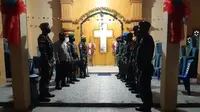 Pengamanan ibadah malam Natal di wilayah perbatasan RI-Filipina pada, Jumat (24/12/2021).