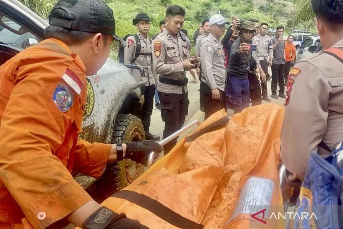 Evakuasi korban kecelakaan helikopter di hutan Mentewe Kalsel. Foto Antara