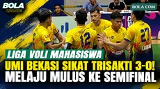 Universitas Muhammadiyah Indonesia (UMI) Bekasi tampil dominan saat menghadapi Universitas Trisakti Jakarta pada sektor putra Liga Voli Mahasiswa Seri Jakarta 2026. UMI memastikan kemenangan telak 3-0 dengan skor per set 25-17, 25-19, dan 25-17. Per...