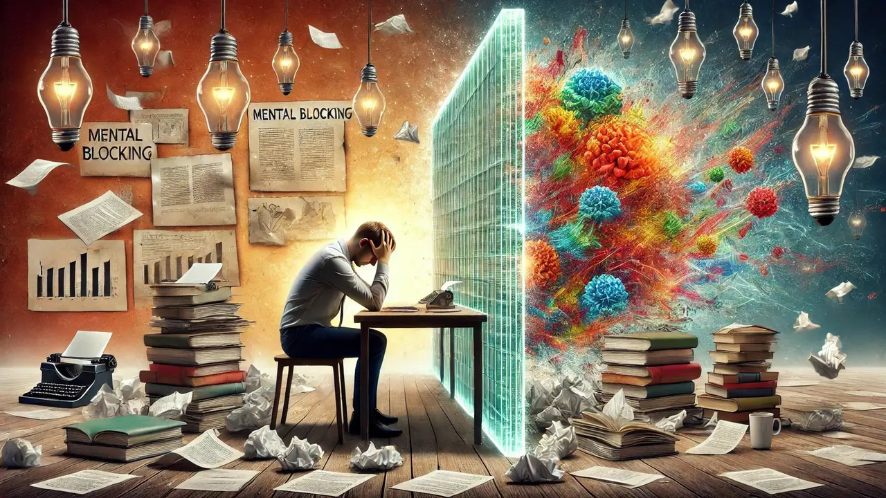 Ilustrasi mental blocking by AI.