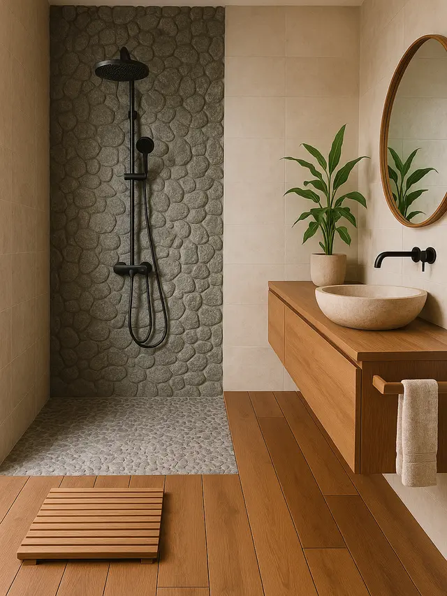 Inspirasi Kamar Mandi Lantai Batu Alam