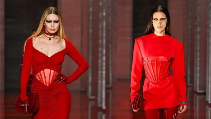 Tanpa Alis Mata, Gigi dan Bella Hadid Tampil Membara di Versace Milan Fashion Week