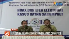 LSI Denny JA rilis dampak Hoax Ratna Sarumpaet terhadap elektabilitas dua pasang capres-cawapres.