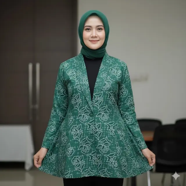 Seragam PKK Nasional dengan Kerah V-Neck Memanjang (Gemini AI)