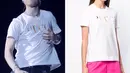 Selama konser Love Your Self, terlihat Jimin selalu mengenakan tshirt putih dengan tulisan Gucci di bagian depan. Ia memadukannya dengan celana kulit hitam. twitter @lovelybangtan