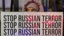 Aksi unjuk rasa ini untuk memperingati sekaligus memprotes 1.000 hari invasi Rusia ke Ukraina. (Wojtek RADWANSKI/AFP)