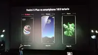 Country Manager Xiaomi Indonesia Steven Shi, saat memamerkan keunggulan kedua smartphone teranyar Xiaomi, Redmi 5 dan Redmi 5 Plus. Liputan6.com/Andina Librianty