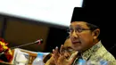 Menteri Agama, Lukman Hakim Saifuddin menyatakan, dirinya mundur sebagai anggota DPR RI, Jakarta (3/9/2014) (Liputan6.com/Andrian M Tunay)