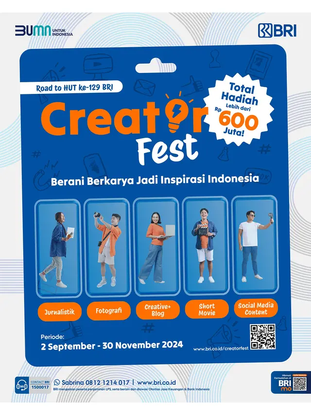 Dukung Perkembangan Industri Kreatif, BRI Gelar Kompetisi Creator Fest 2024 Berhadiah Total Rp600 Juta