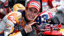 Marc Marquez berhasil menyudahi balapan MotoGP Austin yang berlangsung di Circuit of The Americas, Senin (13/4/2015) dinihari WIB, di posisi terdepan dengan catatan waktu 43 menit 47,150 detik. (AP Photo/Tony Gutierrez)