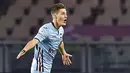 Striker Sampdoria, Patrik Schick, melakukan selebrasi usai mencetak gol ke gawang Torino pada laga lanjutan Serie A di Stadion Olimpico, Turin, (29/04/2017). (EPA/Alessandro Di Marco)