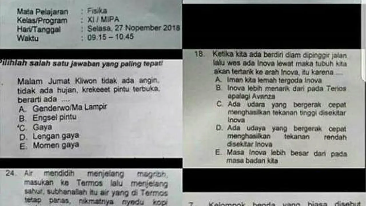 Dibalik Soal Fisika SMA di Cirebon Viral di Sosial Media