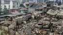 Suasana Pasar Kambing usai terbakar di Jalan Sabeni RT 1 RW 12, Kebon Melati, Tanah Abang, Jakarta, Jumat (9/4/2021). Tak ada korban jiwa atau luka akibat musibah tersebut. (Liputan6.com/Faizal Fanani)