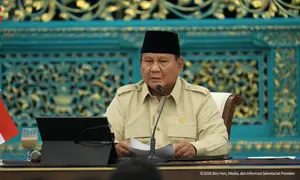 Presiden Prabowo Subianto dalam Pertemuan dengan Kadin Pusat dan Daerah, di Istana Kepresidenan, Jakarta, Jumat (31/7/2026). (Liputan6.com/Arief)