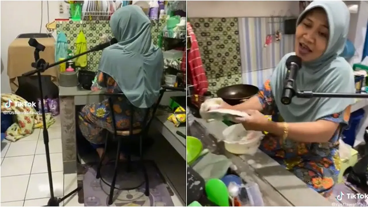 Aksi Ibu-Ibu Nyuci Piring Sambil Nyanyi Lagu Yeni Inka, Netizen: Fix Dapur Rekaman