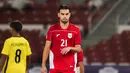 Jens Raven tampak bingung usai gagal menetak gol ke gawang Malaysia pada laga pemungkas Grup A Piala AFF U-23 2025, Senin (21/7/2025). (Bola.com/Abdul Aziz)