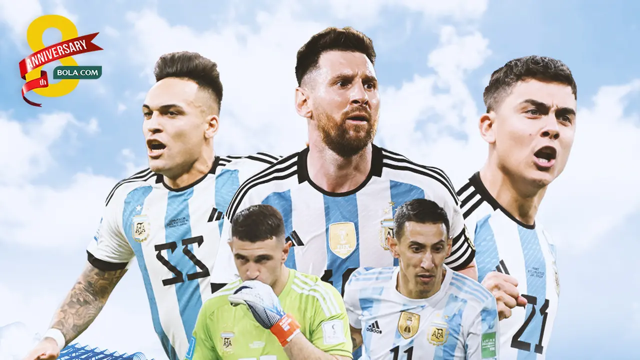 Timnas Argentina - Lionel Messi, Lautaro Martinez, Emiliano Martinez, Paulo Dybala, dan Angel Di Maria