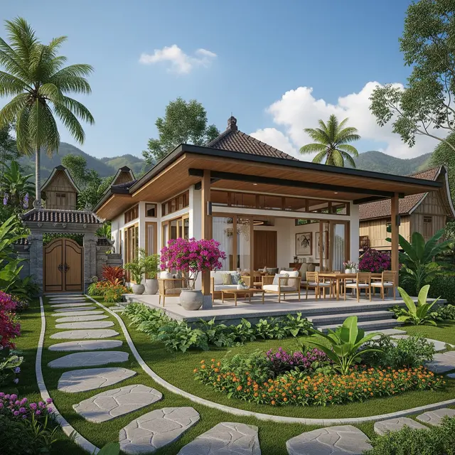 Desain Rumah 1 Lantai Tanpa Sekat di Desa