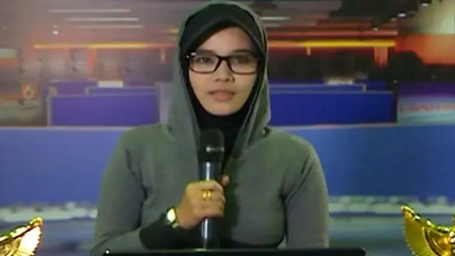 Dede Margasari Peserta Lomba Presenter di Indonesia Broadcaster Expo.
