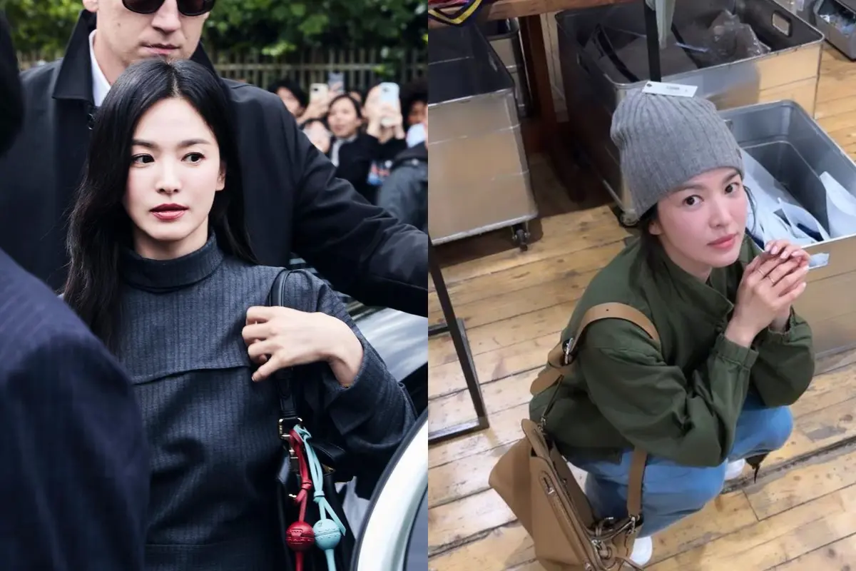 Gaya Slengekan Song Hye Kyo Sebelum Tampil Bak Wanita Karier di Milan Fashion Week, Tenteng Tas Rp43juta Sambil Jongkok di Toko
