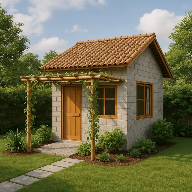 Model Rumah Kecil 5x5 Meter dari Batako dan Bambu