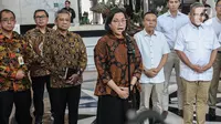 Sri Mulyani mengaku senang dan akan sangat terbuka untuk bersinergi dengan Tim Gugus Tugas Sinkronisasi Prabowo-Gibran. (Liputan6.com/Angga Yuniar)