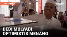 Calon Gubernur Jawa Barat nomor urut empat, Dedi Mulyadi, menggunakan hak pilihnya di TPS 03, Desa Sawah Kulon, Kecamatan Pasawahan, Kabupaten Purwakarta, Rabu pagi. Ia tiba bersama putra sulungnya, Maulana Akbar, sekitar pukul 08.30 WIB.