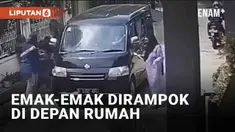 Seorang emak-emak jadi korban perampokan dua pria bermotor. Terjadi di depan rumah korban di Perumahan Delta Pekayon, Bekasi, Jawa Barat (16/1/2023). Korban baru turun dari mobil usai mengambil uang Rp 15 juta di bank.