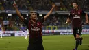 Carlos Bacca mencetak gol kemenangan AC Milan atas Sampdoria pada lanjutan Serie A di Stadion Luigi Ferraris, Genoa, Sabtu (17/9/2016) dini hari WIB. (AFP/Marco Bertorello)
