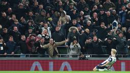 Gol tunggal kemenangan Spurs atas Liverpool dicetak Lucas Bergvall di akhir babak kedua. (AP Photo/Ian Walton)