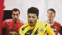 Jadon Sancho, Henrikh Mkhitaryan dan Bastian Schweinsteiger. (Bola.com/Dody Iryawan)