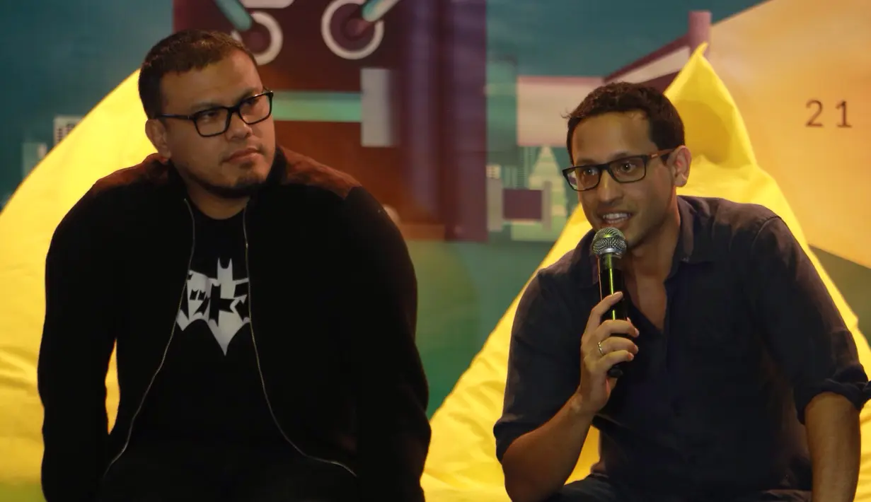 "Kami menyadari potensi kreativitas melalui medium video begitu besar. Ini adalah eranya generasi kreatif. Anak muda Indonesia penuh dengan ide dan berani mengekspresikannya," jelas Nadiem, CEO Gojek. (Galih W Satria/Bintang.com)