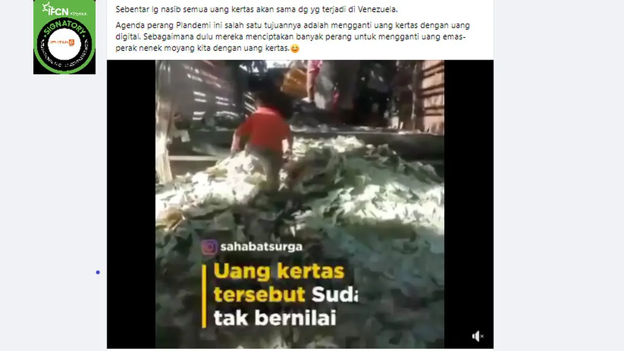 Cek Fakta Liputan6.com menelusuri kalim video uang kertas Venezuela tidak bernilai karena pandemi