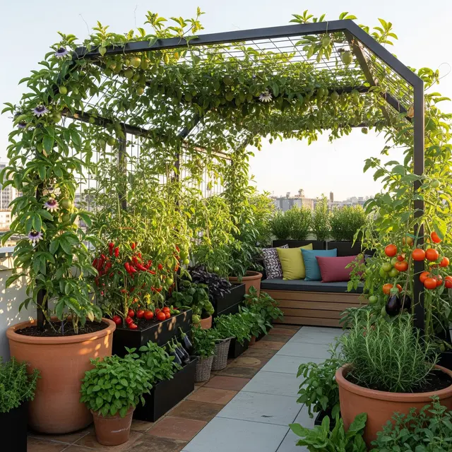 Desain Mini Food Forest dengan Tanaman Rambat (Image by Gemini AI)
