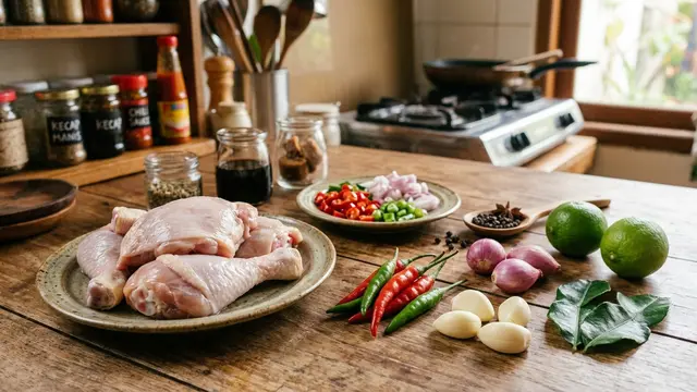 Resep Ayam Kecap Pedas Manis Tanpa Digoreng (AI Generated)