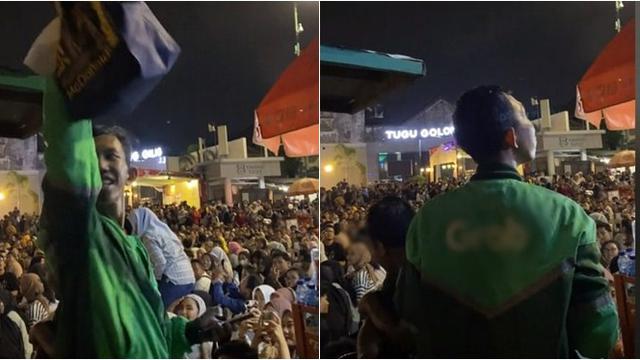 Driver Ojol Ini Tetap Antar Pesanan di Tengah Lautan Manusia saat Malam Tahun Baru di Jogja