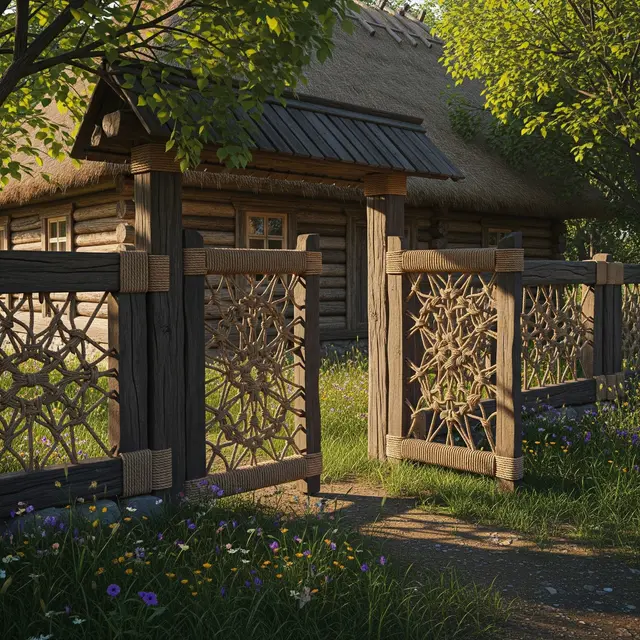 Model Pagar Kombinasi Gerbang dan Dinding Samping untuk Rumah Desa (Image by Gemini AI)