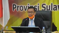 Juru Bicara Gugus Tugas Penaganan Covid-19 Sulawesi Barat saat mengumumkan pasien positif Covid-19