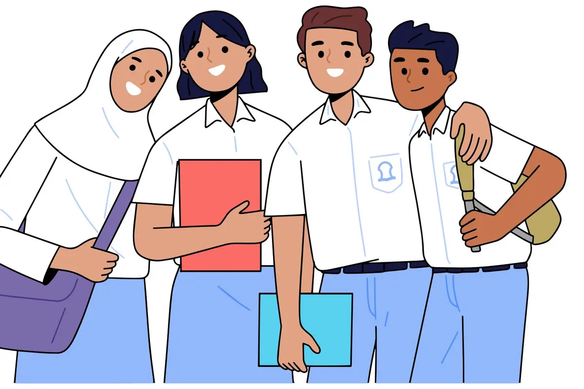 Ilustrasi anak sekolah, siswa, murid, pelajar SMA