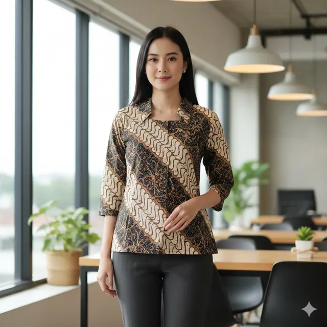 Model Atasan Batik Berkerah untuk Wanita Karir