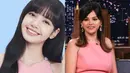 Dress cady dengan warna pink dilengkapi hiasan kristal seharga $2.210 USD dari Miu Miu juga dikenakan Lisan dan Selena. Mereka berdua terlihat manis mengenakan mini dress tersebut. Dok. Koreaboo