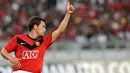 Michael Owen seusai mencetak gol untuk Manchester United yang berhadapan dengan Malaysia di Stadion Bukit Jalil, Kuala Lumpur. 18 Juli 2009. AFP PHOTO/Saeed KHAN